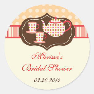 Redonda Pegatina de Polka Dots Tea Pot