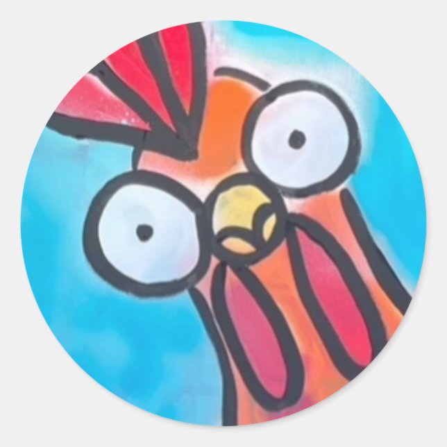 Redonda Pegatina de pollo azul (Anverso)