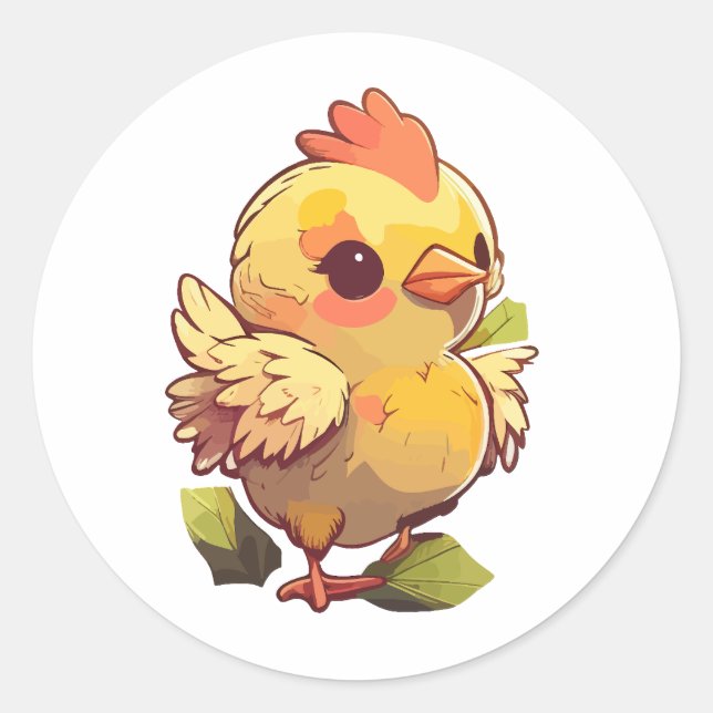 Redonda pegatina de pollo lindo estilo personalizado (Anverso)