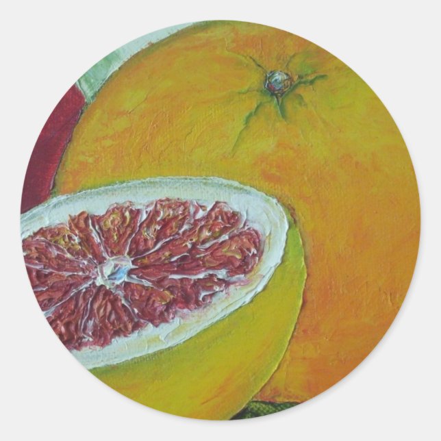 Redonda Pegatina de pomelo rojo (Anverso)