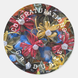 Redonda Pegatina de posgrado de Money lei design felicitac