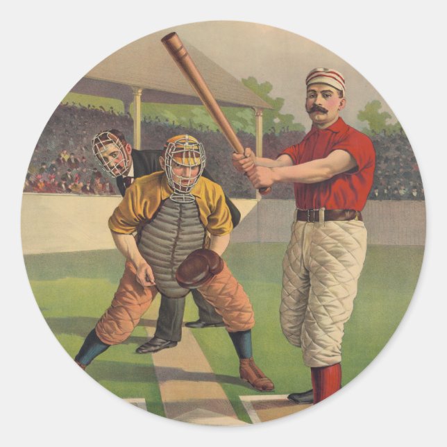 Redonda Pegatina de Poster de béisbol de época (Anverso)