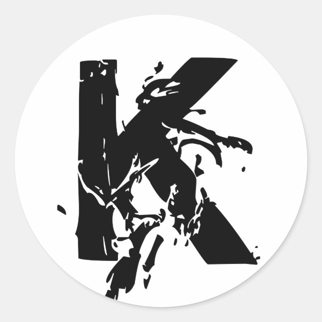 Redonda Pegatina de precinto del Boda de Monograma K (Anverso)