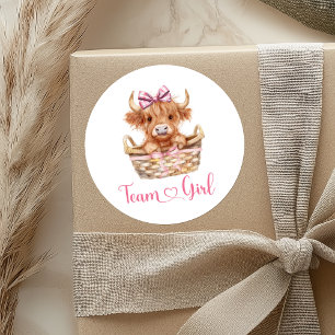 Redonda Pegatina de Preppy Bull o Heifer Team Chica