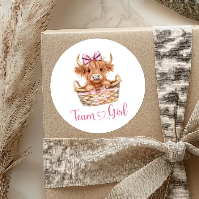 Redonda Pegatina de Preppy Bull o Heifer Team Chica (Subido por el creador)