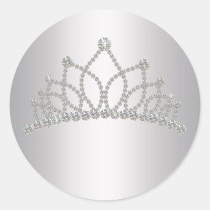Redonda Pegatina de princesa de tiara de diamante elegante