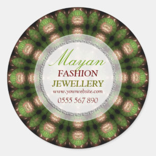 Redonda Pegatina de producto de joyería de moda maya verde