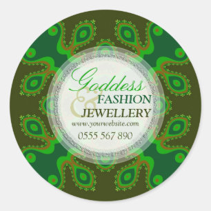 Redonda Pegatina de producto de moda Diosa Verde