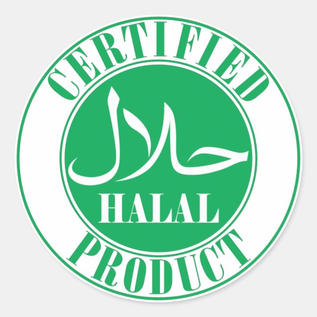 Redonda Pegatina de Producto Halal Certificado – La Halal  (Anverso)