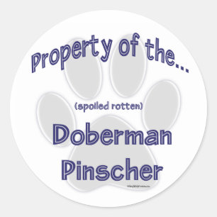 Redonda Pegatina de Propiedad Doberman Pinscher