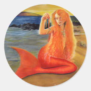 Redonda Pegatina de puesta de sol de la clave de la sirena