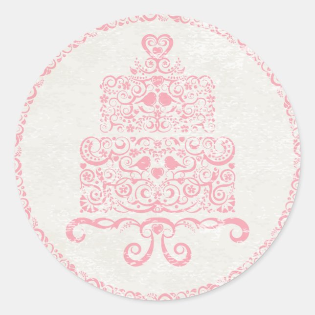 Redonda Pegatina De 'Que Coman Pastel' - Rosa (Anverso)