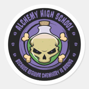 Redonda Pegatina de Química Graciosa de Alchemy High Schoo