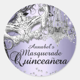 Redonda Pegatina de Quinceañera Mascarada de Araña Morada
