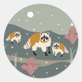 Redonda Pegatina de raccoon de Desert Life para paquetes