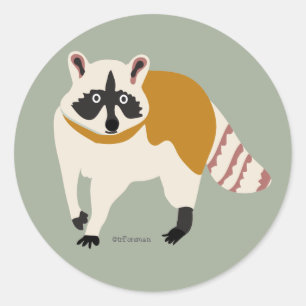 Redonda Pegatina de raccoon de Desert Life para paquetes