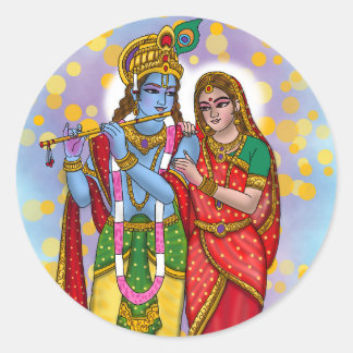 Redonda Pegatina de Radha Krishna