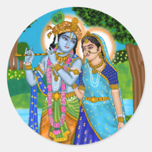Redonda Pegatina de Radha Krishna