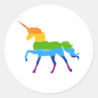 Redonda PEGATINA de Rainbow Unicorn, orgullo LGBT
