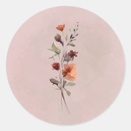 Redonda Pegatina de ramita floral otoñal temperamental