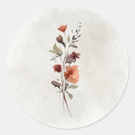Redonda Pegatina de ramita floral otoñal temperamental