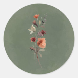 Redonda Pegatina de ramita floral otoñal temperamental