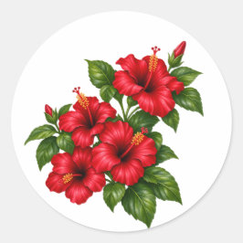 Redonda Pegatina de ramo de flores tropicales de hibisco r