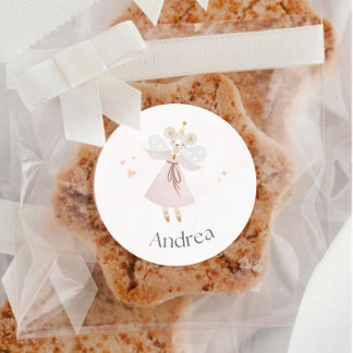 Redonda Pegatina de ratón rosa rosado y personalizado