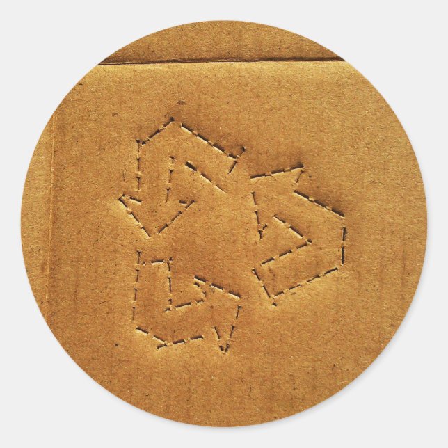 Redonda Pegatina de reciclaje de cartón (Anverso)