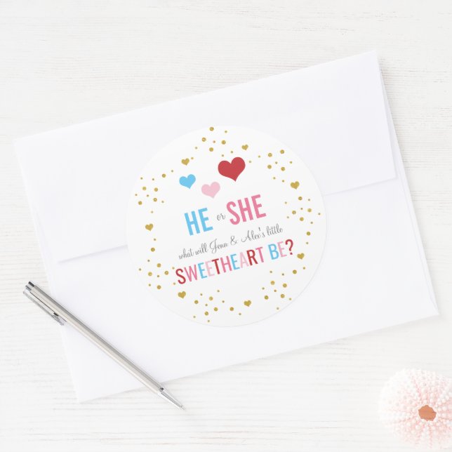 Redonda Pegatina de redondeo clásico de San Valentín (Sobre)