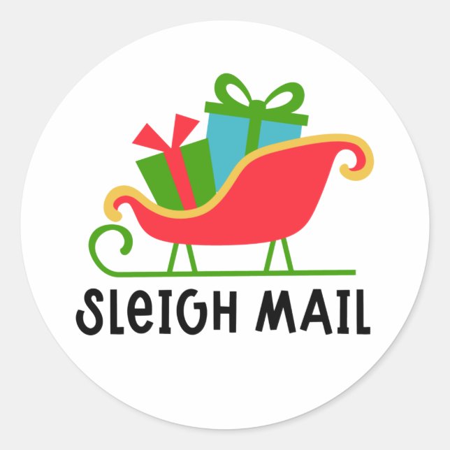 Redonda Pegatina de redondeo clásico de Sleigh Mail (Anverso)