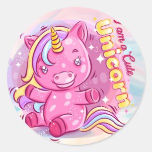 Redonda Pegatina de redondeo clásico de Unicorn