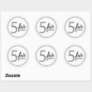 Redonda pegatina de redondeo clásico hito de 5 meses