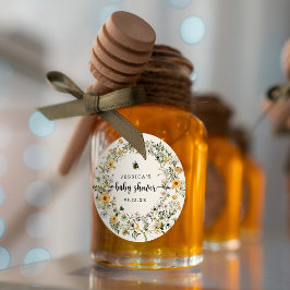 Redonda Pegatina de redondeo de Baby Shower Rustic Bee Wil