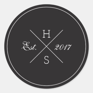 Redonda Pegatina de redondeo de monograma cruzado