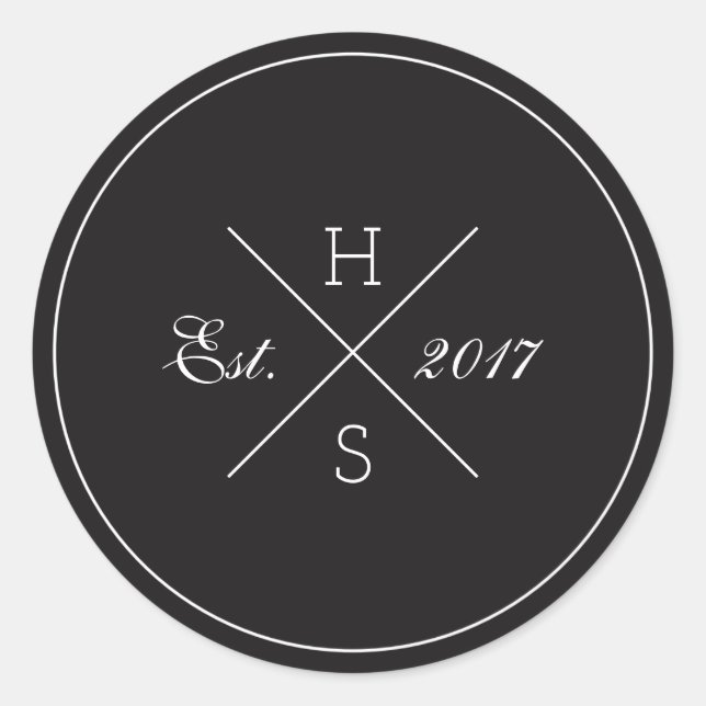 Redonda Pegatina de redondeo de monograma cruzado (Anverso)