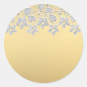 Redonda Pegatina de redondeo de oro y encaje