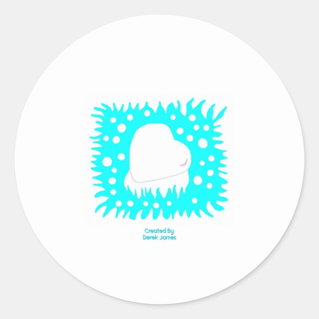 Redonda Pegatina de redondeo del corazón de nieve en invie (Anverso)