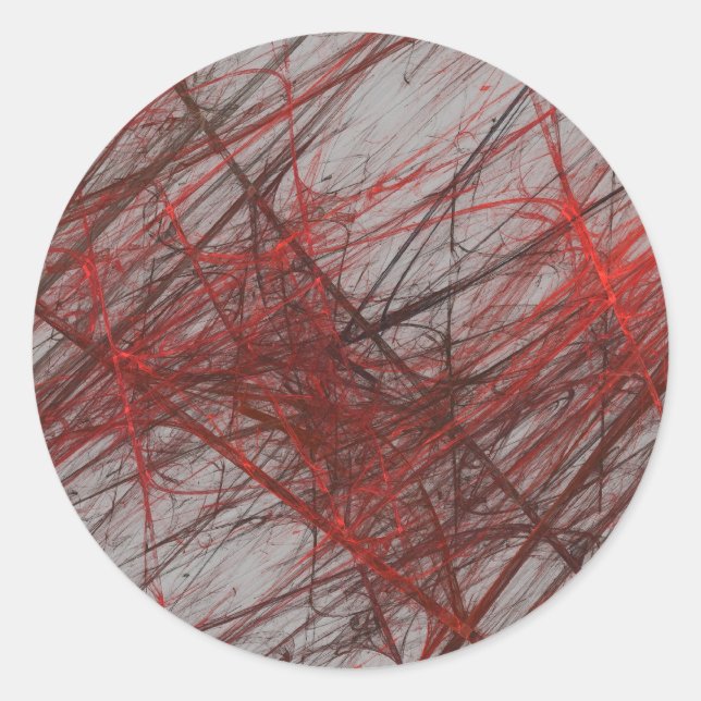 Redonda Pegatina de redondeo fractal gris rojo (Anverso)