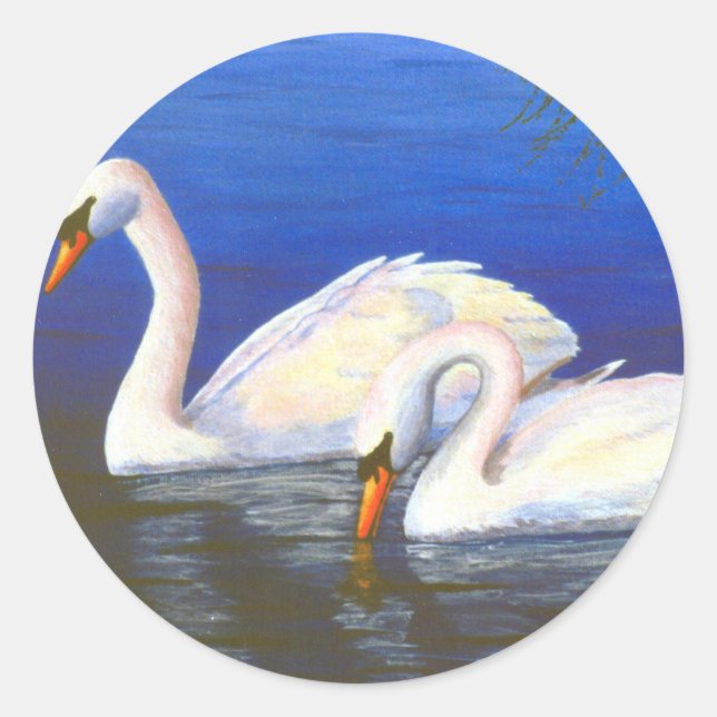 Redonda Pegatina de Reflexiones de Swan (Anverso)
