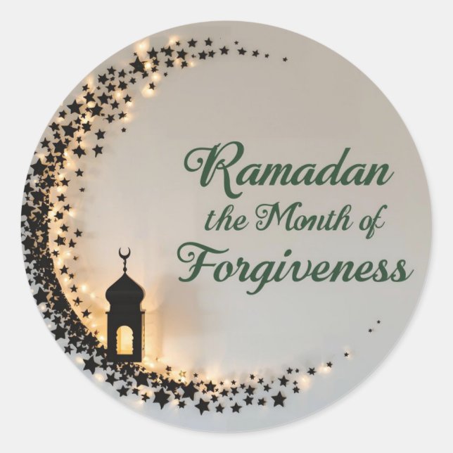 Redonda Pegatina de regalo con tema Ramadan Kareem para ce (Anverso)