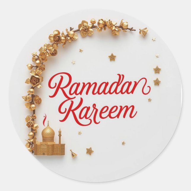 Redonda Pegatina de regalo con tema Ramadan Kareem para ce (Anverso)