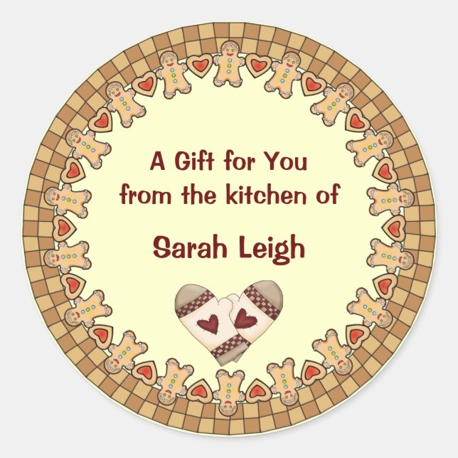 Redonda Pegatina de Regalo de Alimentos de Gingerbread Cou (Anverso)