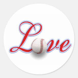 Redonda Pegatina de regalo de amor de béisbol