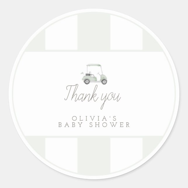 Redonda Pegatina de regalo de carrito de golf verde sabio (Anverso)