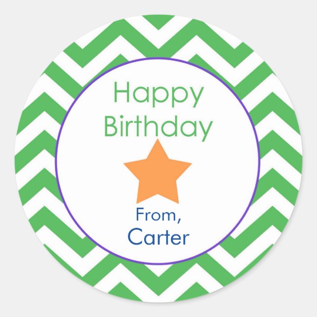 Redonda Pegatina de regalo de cumpleaños personalizado de  (Anverso)