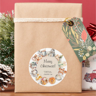 Redonda Pegatina de regalo de elementos mixtos de navidade