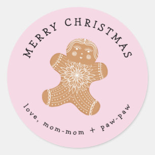 Redonda Pegatina de regalo de galletas de chica Gingerbrea