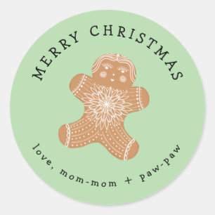 Redonda Pegatina de regalo de galletas de chica Gingerbrea