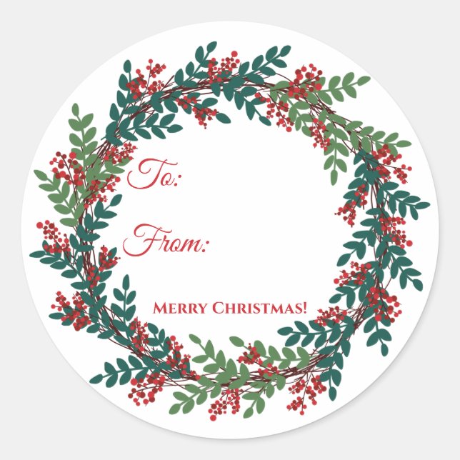 Redonda Pegatina de regalo de los Navidades de guirnaldas  (Anverso)